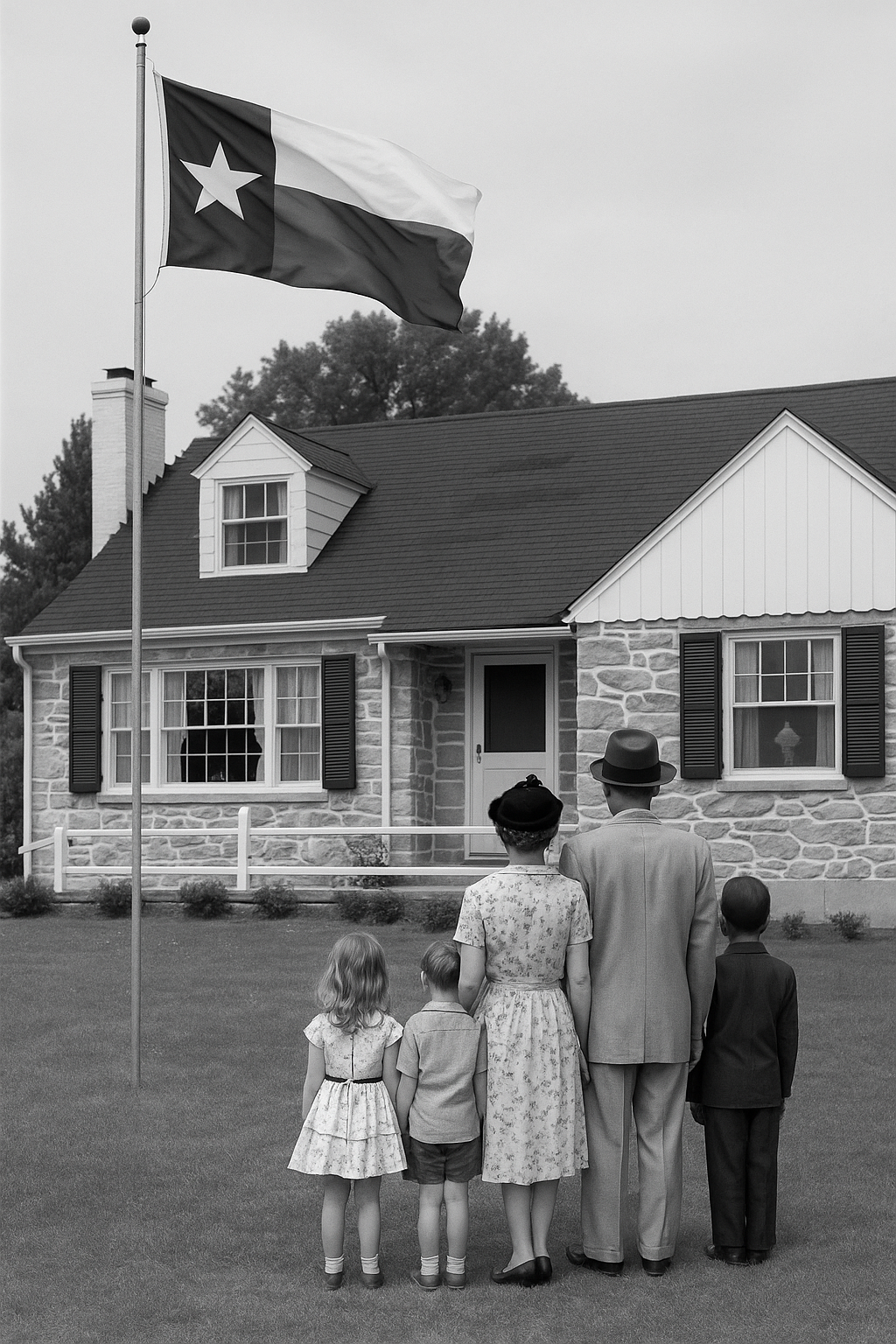 Texas family with flag